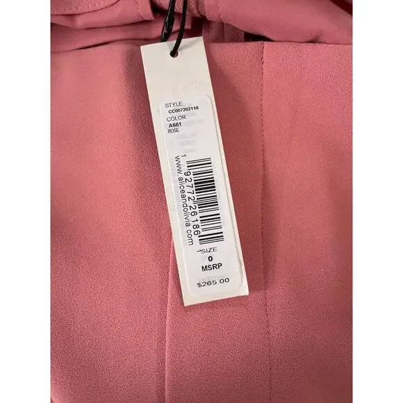 Alice + Olivia 0 Pants High Waist Wide Leg Crop in Rose Stacy Bendet NEW